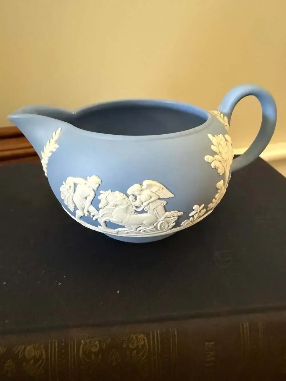 Wedgwood Jasperware Light Blue Neoclassical Creamer with White Relief